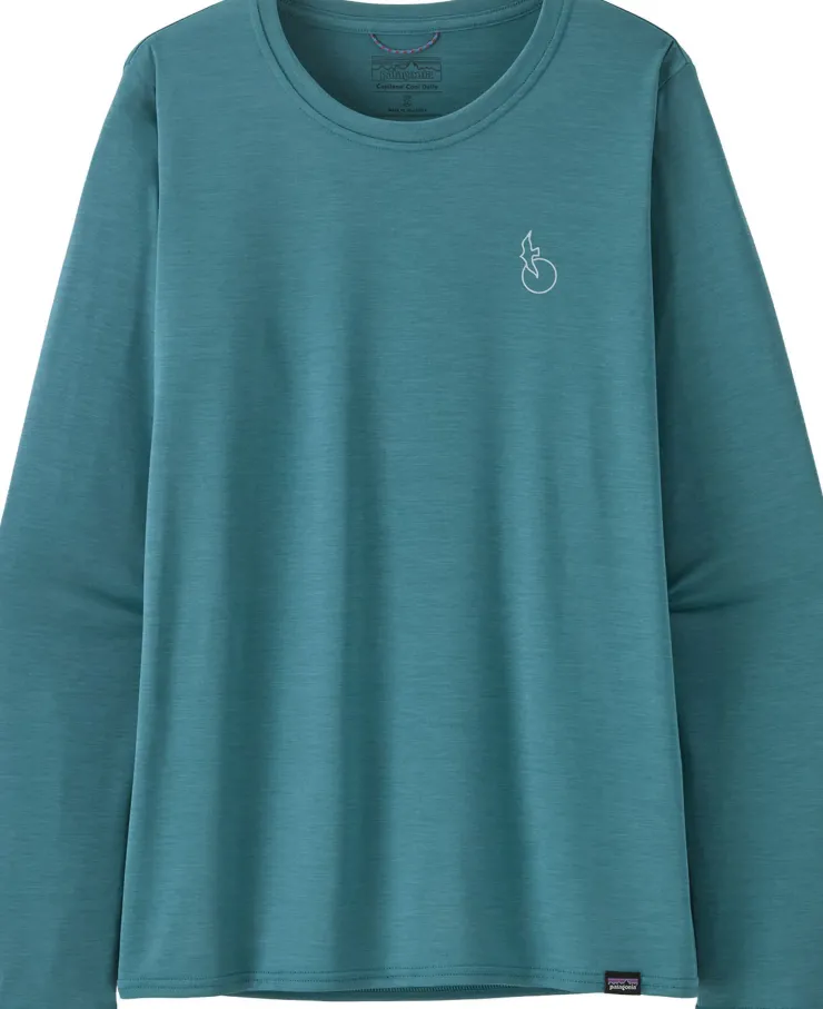 Patagonia Womens Long Sleeved Cap Cool Daily Graphic Shirt - Waters - Swelldrifter-Wetland Blue X-Dye Fashion