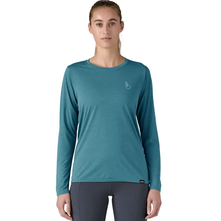 Patagonia Womens Long Sleeved Cap Cool Daily Graphic Shirt - Waters - Swelldrifter-Wetland Blue X-Dye Fashion