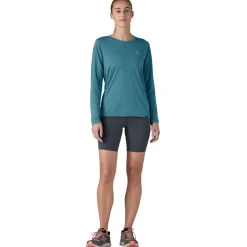 Patagonia Womens Long Sleeved Cap Cool Daily Graphic Shirt - Waters - Swelldrifter-Wetland Blue X-Dye Fashion