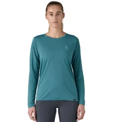 Patagonia Womens Long Sleeved Cap Cool Daily Graphic Shirt - Waters - Swelldrifter-Wetland Blue X-Dye Fashion