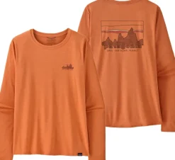 Patagonia Womens Long Sleeved Cap Cool Daily Graphic Shirt - 73 Skyline-Rock Melon X-Dye Sale