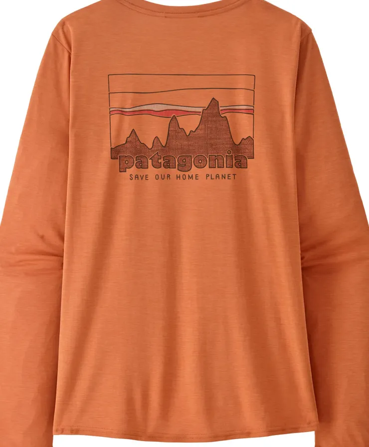 Patagonia Womens Long Sleeved Cap Cool Daily Graphic Shirt - 73 Skyline-Rock Melon X-Dye Sale