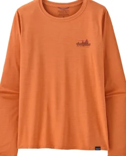Patagonia Womens Long Sleeved Cap Cool Daily Graphic Shirt - 73 Skyline-Rock Melon X-Dye Sale