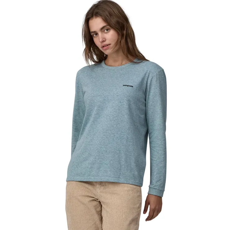 Patagonia Womens Long Sleeved P-6 Logo Responsibili-Tee - Thermal Blue Outlet
