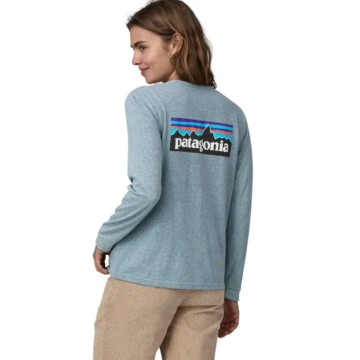 Patagonia Womens Long Sleeved P-6 Logo Responsibili-Tee - Thermal Blue Outlet