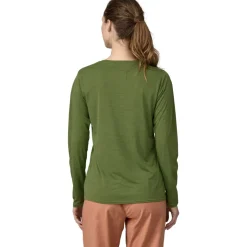 Patagonia Womens Long Sleeved Cap Cool Daily Graphic Shirt - 73 Text Logo-Terrain Green X-Dye Sale