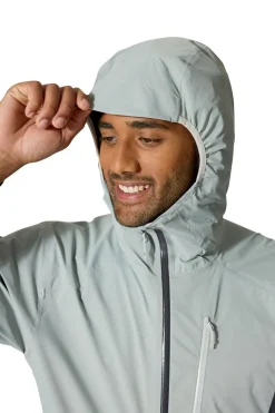 Rab Mens Downpour Trail Light Jacket - Light Zinc-Anthracite New