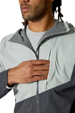 Rab Mens Downpour Trail Light Jacket - Light Zinc-Anthracite New