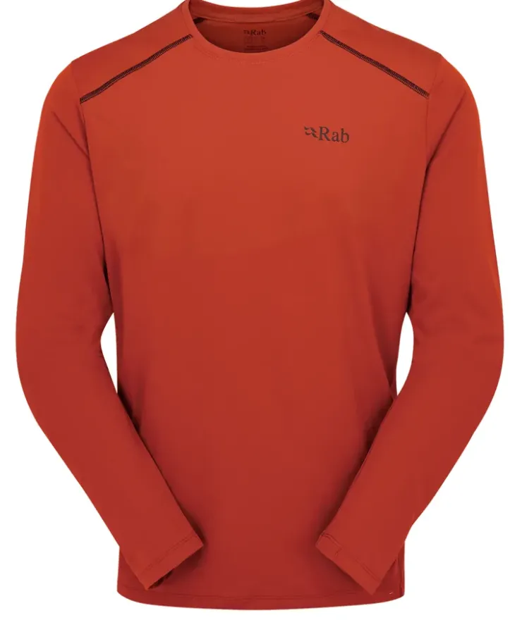 Rab Mens Force Long Sleeved Tee - Tuscan Red Hot