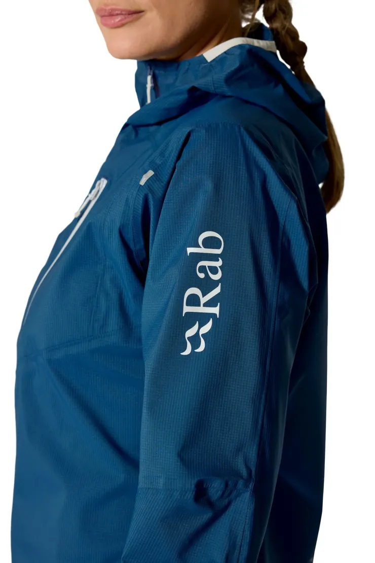 Rab Womens Downpour Trail Light Jacket - Tempest Blue Hot