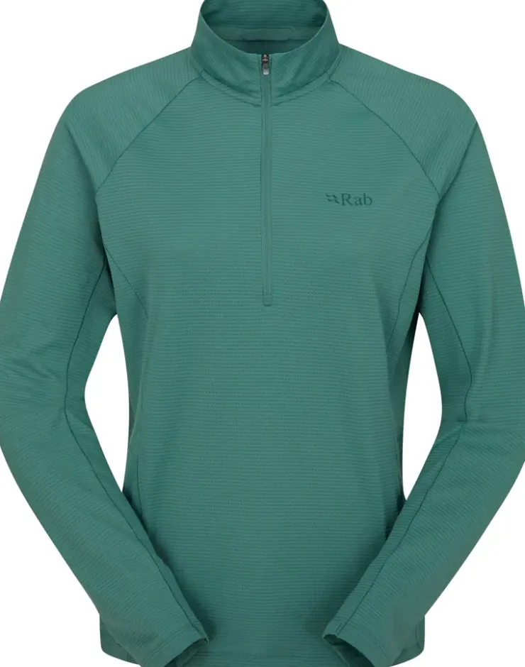 Rab Womens Sonic Long Sleeved Zip-T - Eucalyptus Outlet