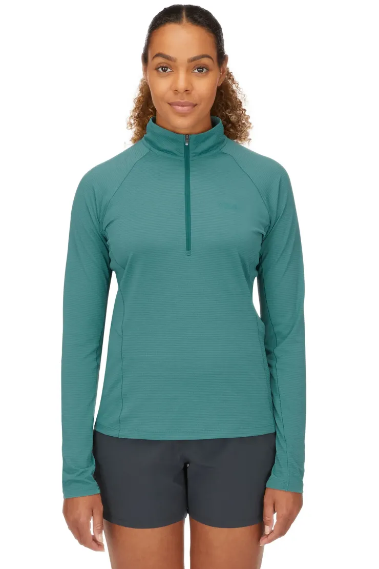 Rab Womens Sonic Long Sleeved Zip-T - Eucalyptus Outlet