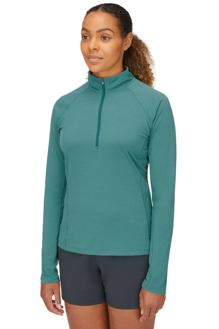 Rab Womens Sonic Long Sleeved Zip-T - Eucalyptus Outlet