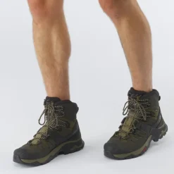 Salomon Mens Quest 4 GTX Boots - Olive Night-Peat-Safari Hot