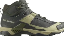 Salomon Mens X Ultra 5 Mid GTX Shoe - Peat-Gray Green-Blue Nights Sale