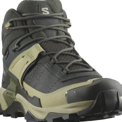 Salomon Mens X Ultra 5 Mid GTX Shoe - Peat-Gray Green-Blue Nights Sale