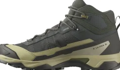 Salomon Mens X Ultra 5 Mid GTX Shoe - Peat-Gray Green-Blue Nights Sale