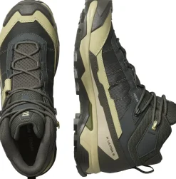 Salomon Mens X Ultra 5 Mid GTX Shoe - Peat-Gray Green-Blue Nights Sale