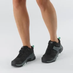 Salomon Womens X Ultra 4 GTX Hiking Shoes - Black-Stormy Weather-Opal Blue Fashion