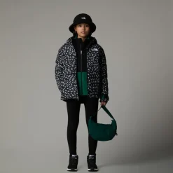 The North Face Girls Reversible Perrito Hooded Jacket - TNF Black Vector Field Fashion