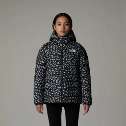 The North Face Girls Reversible Perrito Hooded Jacket - TNF Black Vector Field Fashion