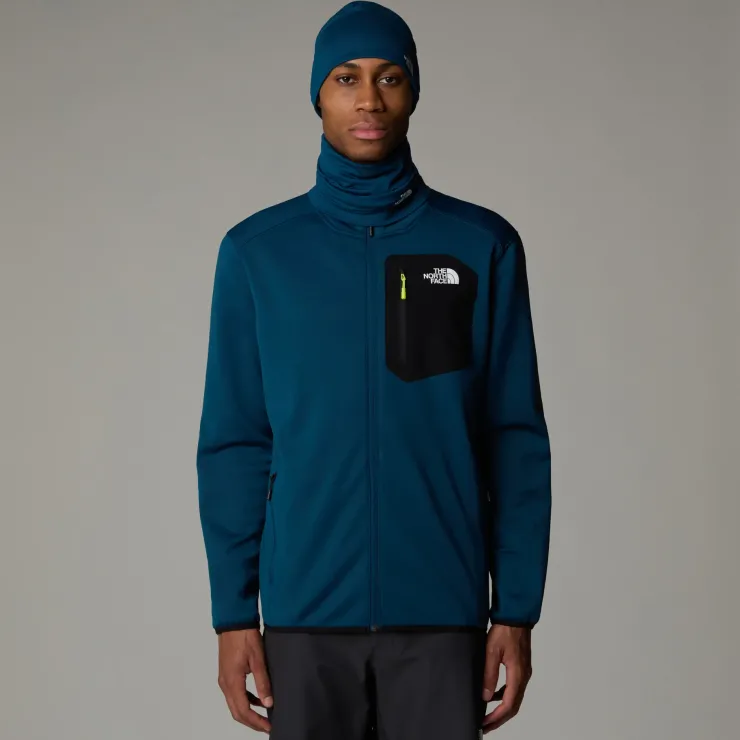 The North Face Mens Crest FZ Fleece - Midnight Petrol-TNF Black Fashion