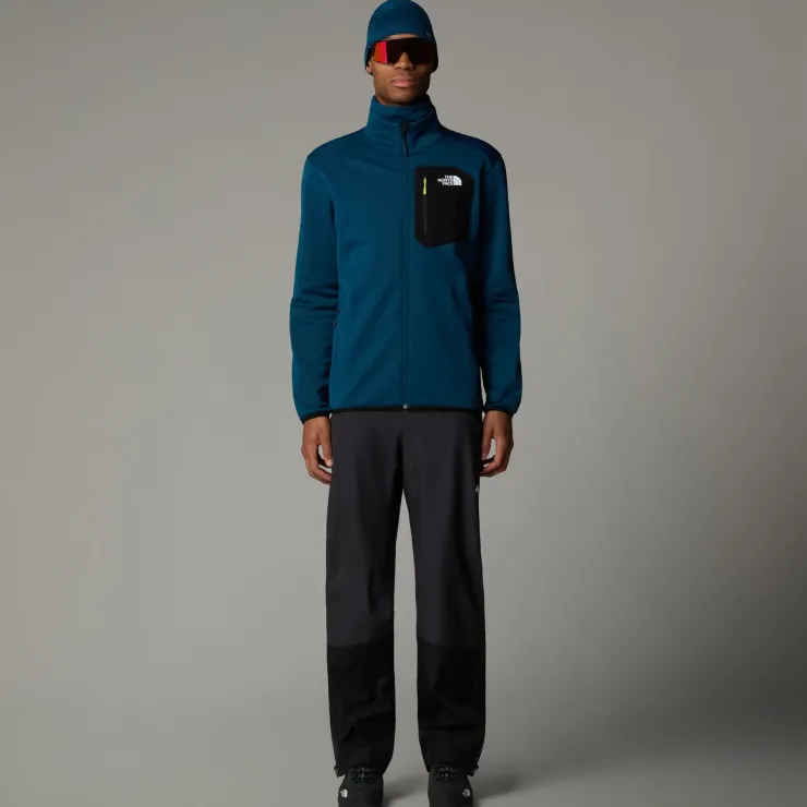 The North Face Mens Crest FZ Fleece - Midnight Petrol-TNF Black Fashion