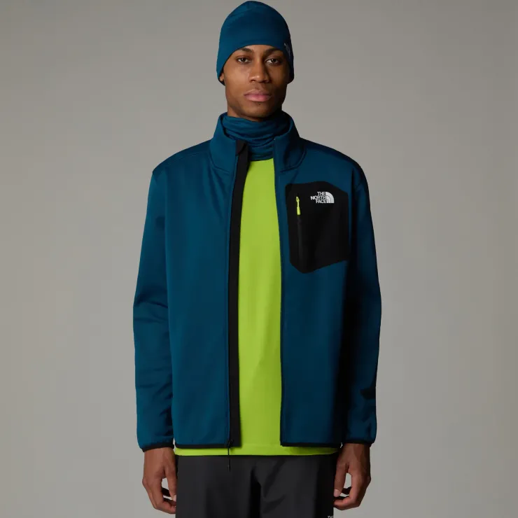 The North Face Mens Crest FZ Fleece - Midnight Petrol-TNF Black Fashion