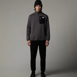 The North Face Mens Crest 1/4 Zip Fleece - Anthracite Grey-TNF Black Fashion